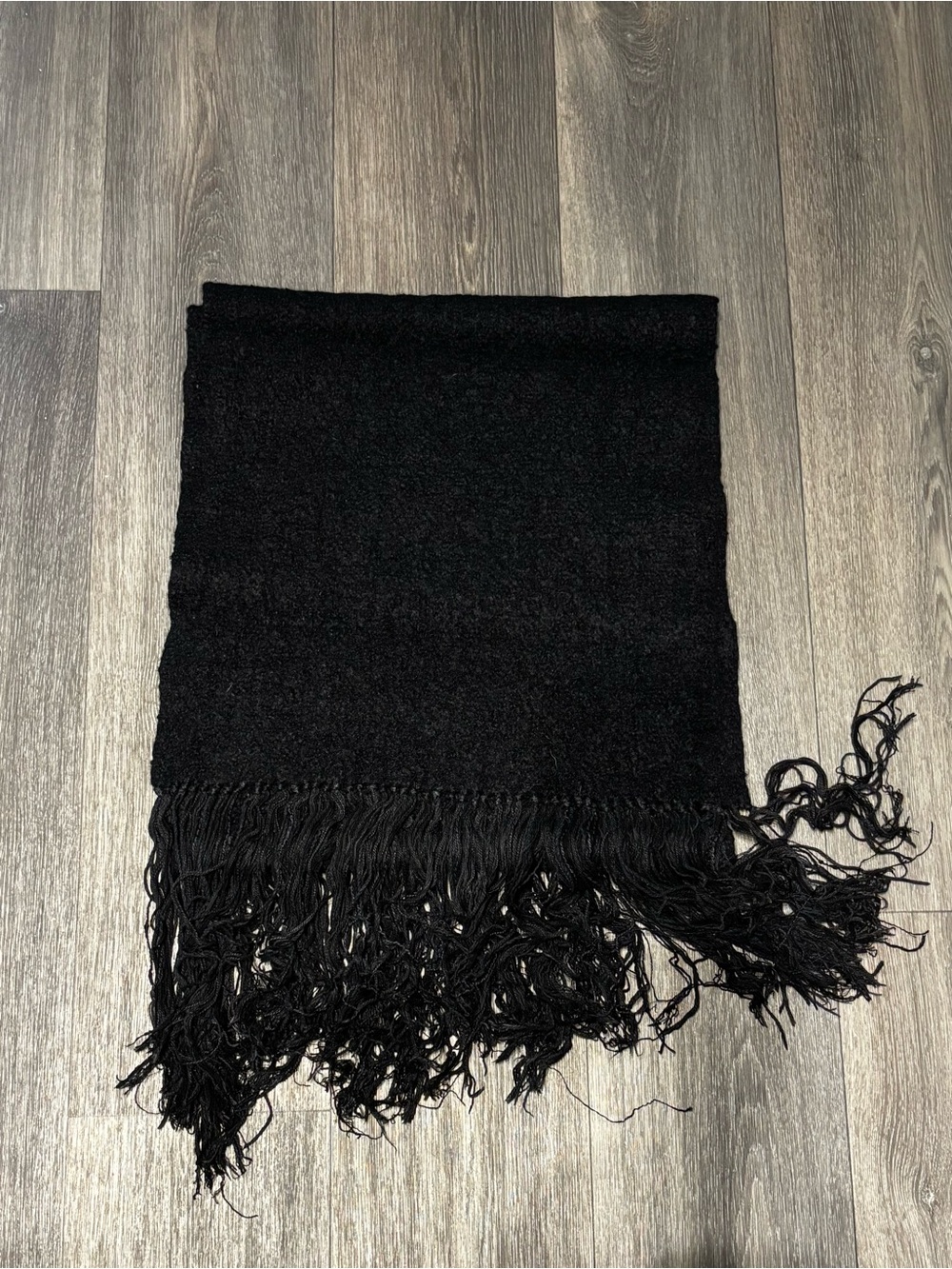 Black Fringe Knit Scarf - Women Accessories